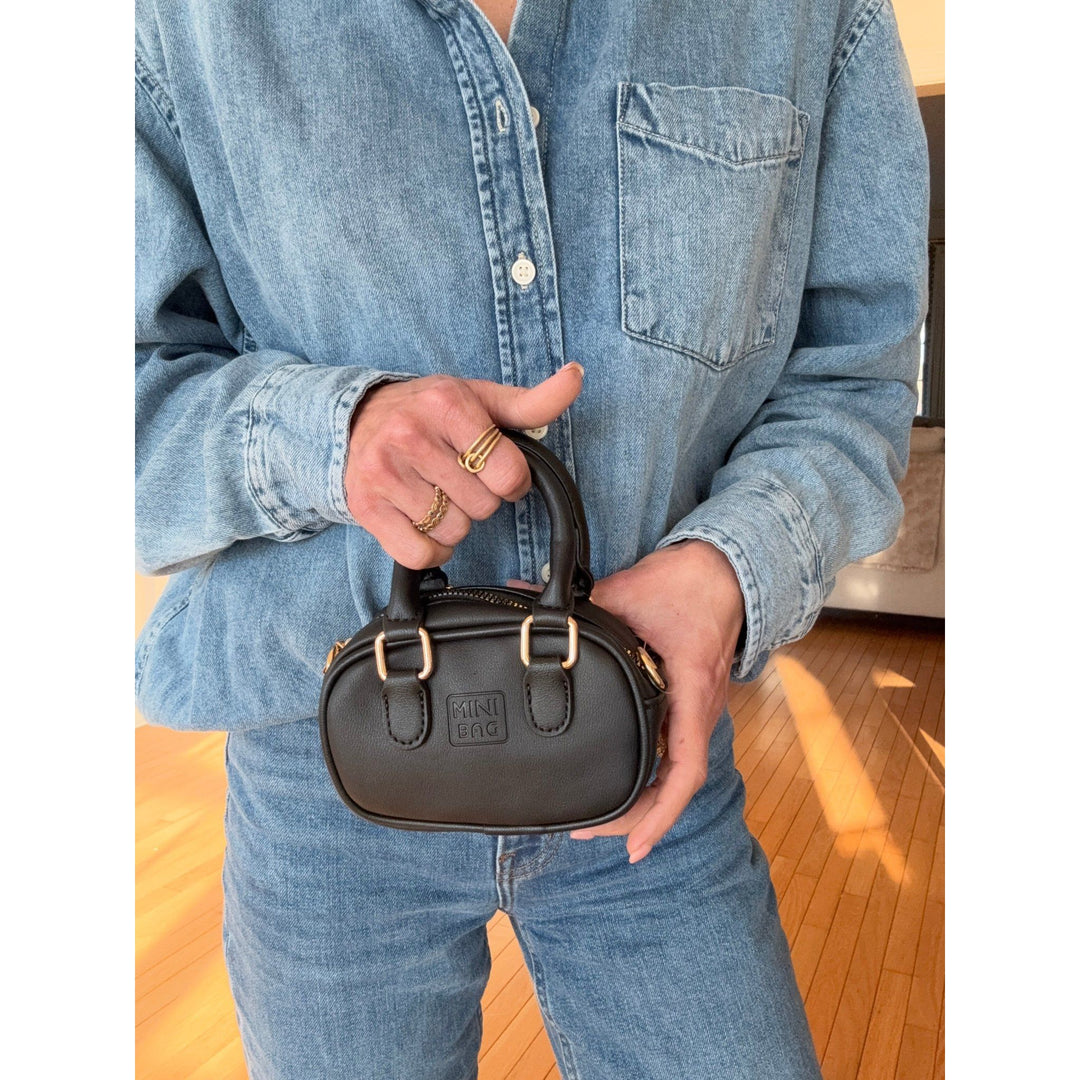 Leather Oval Shaped Mini Bag