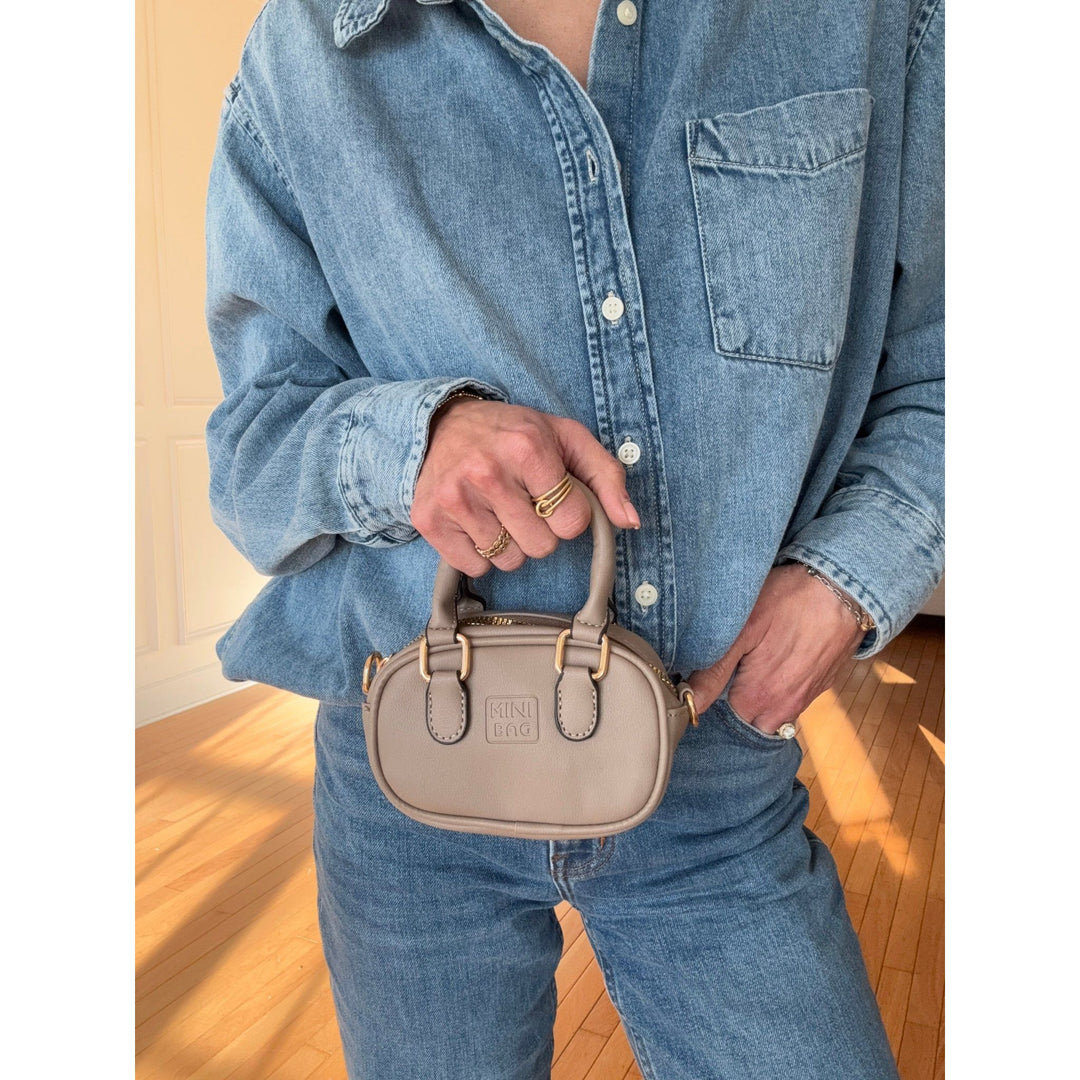 Leather Oval Shaped Mini Bag