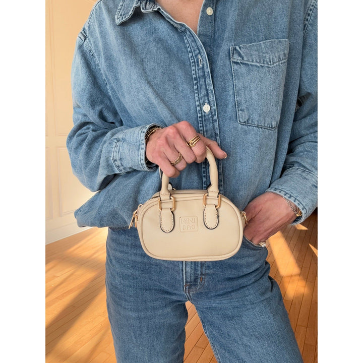 Leather Oval Shaped Mini Bag