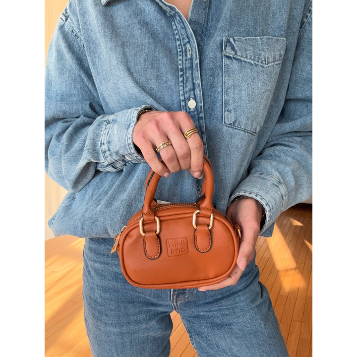 Leather Oval Shaped Mini Bag