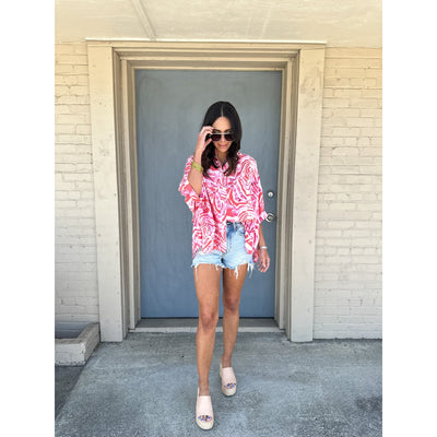 Not By Random Pink Button Down Blouse