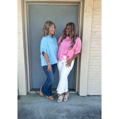 Pink or Blue Button Down Top