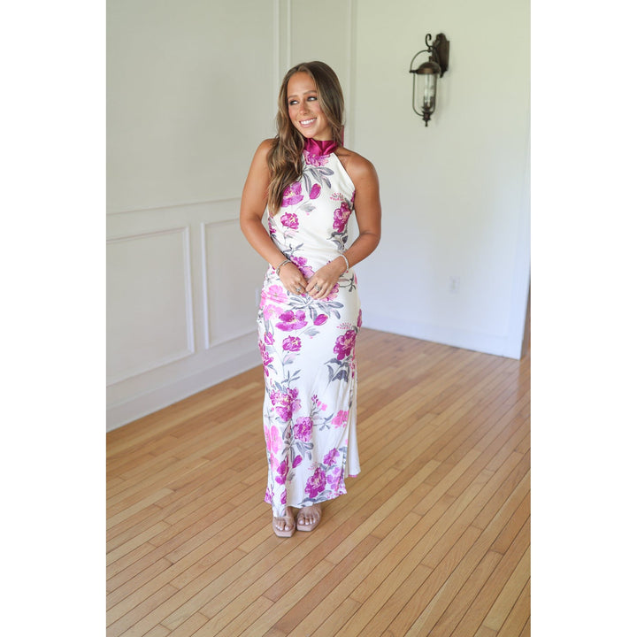 Woman wearing a floral dress 