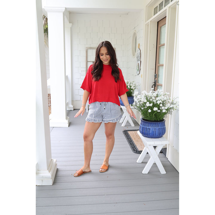 red summer sweater 