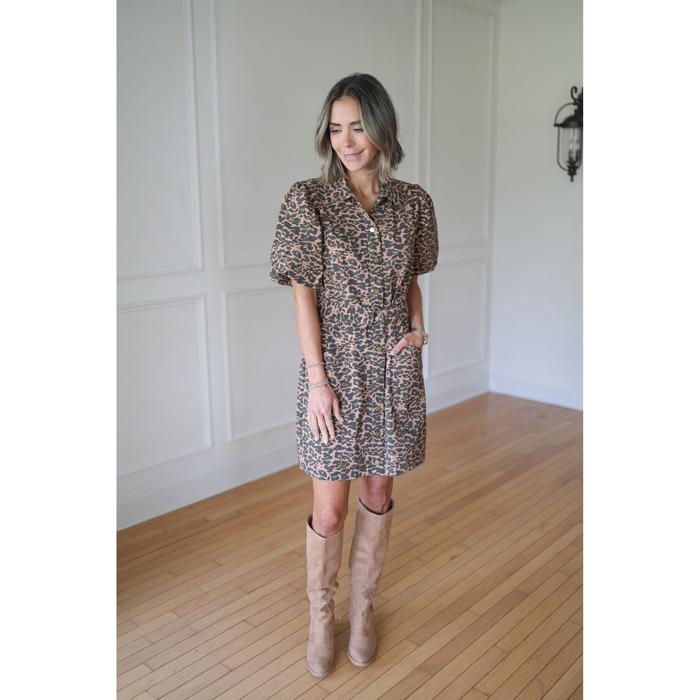 Green Leopard Print Dress