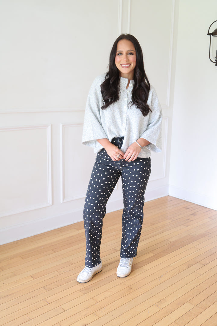 Kyndall Vintage Straight Black Polka Dot Pants