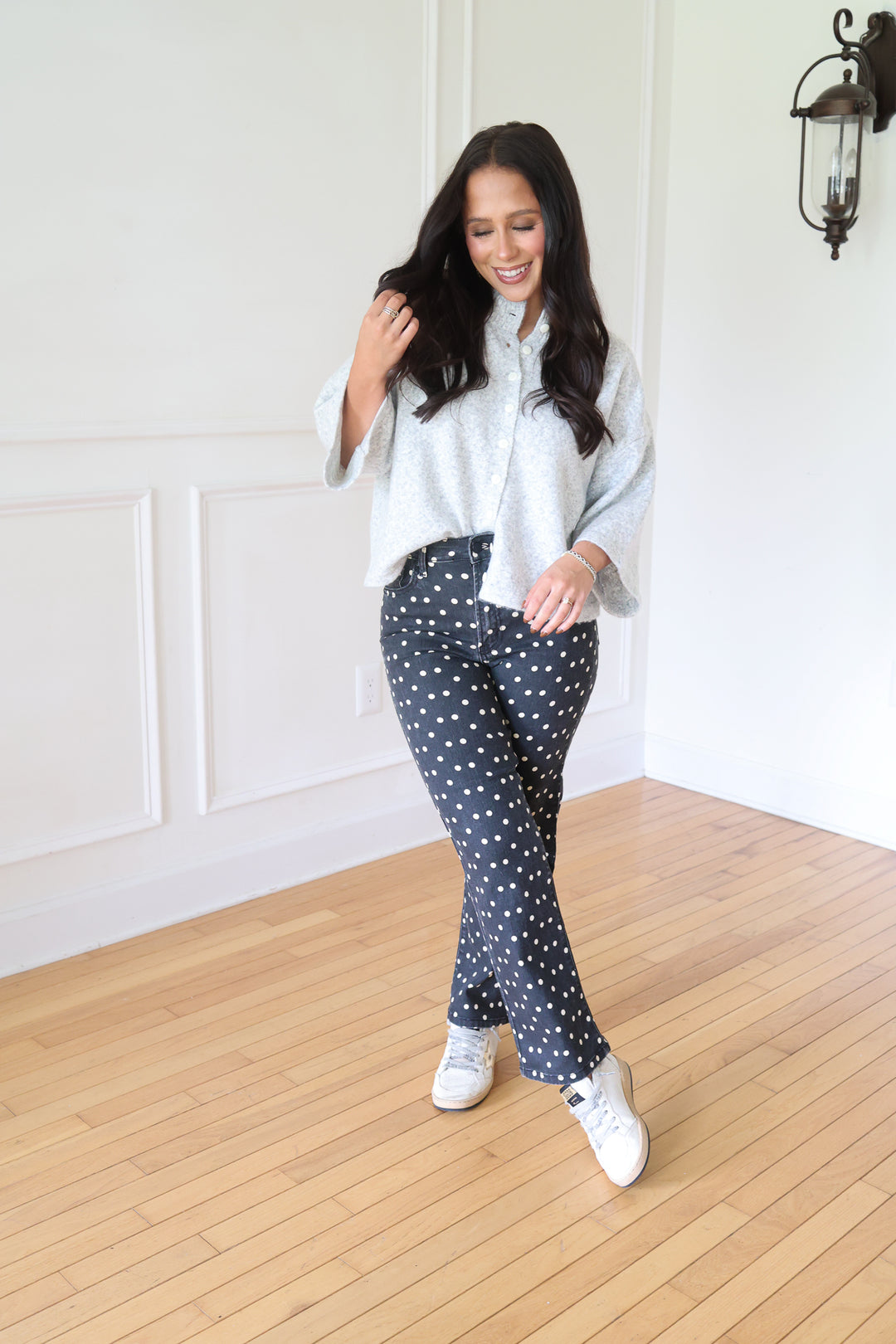 Kyndall Vintage Straight Black Polka Dot Pants