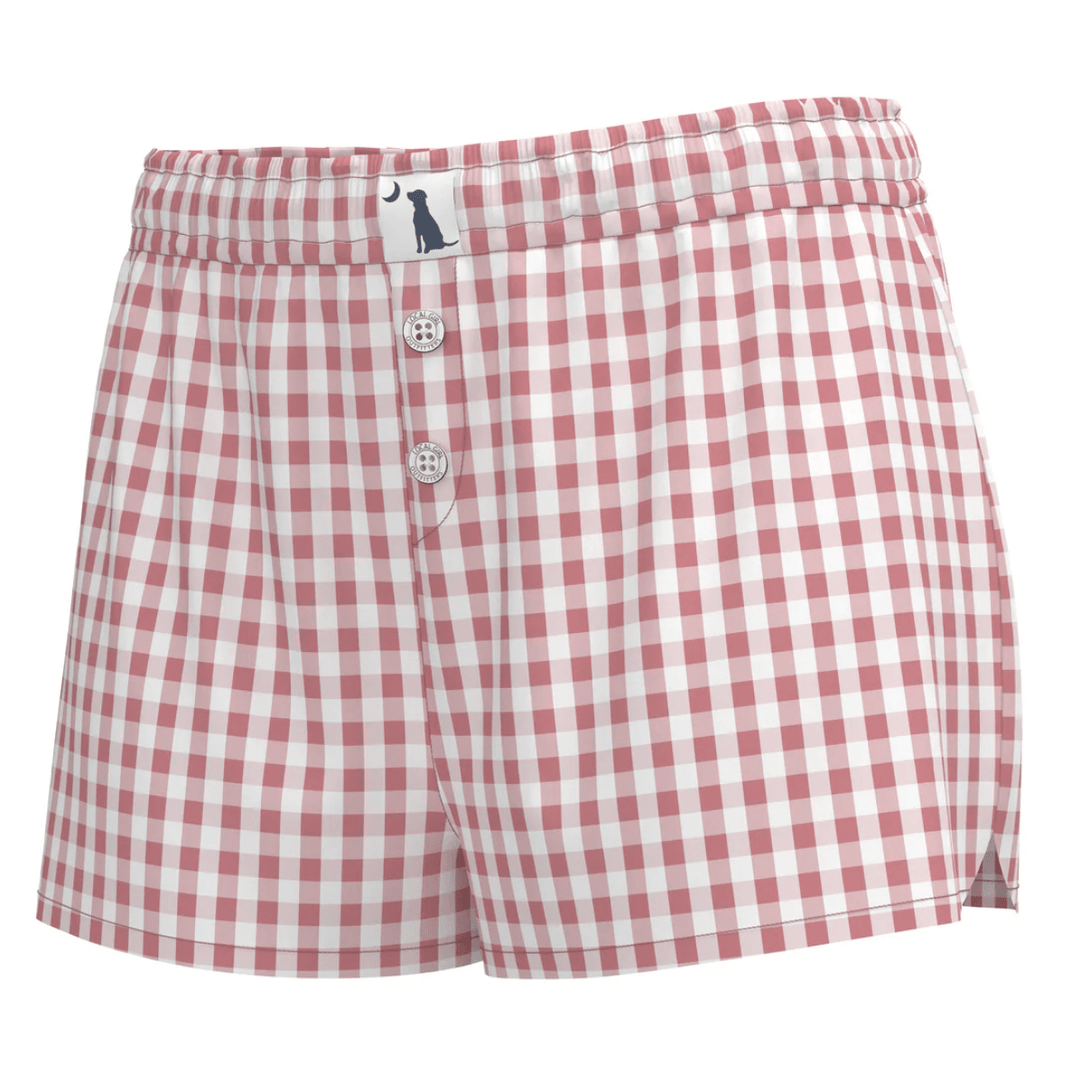 Red and white checkered shorts on a white background