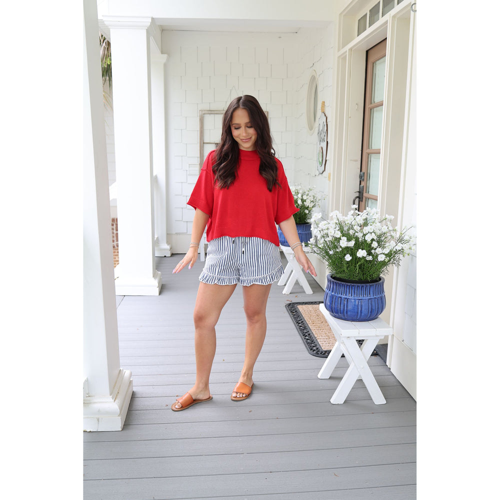 navy striped shorts 