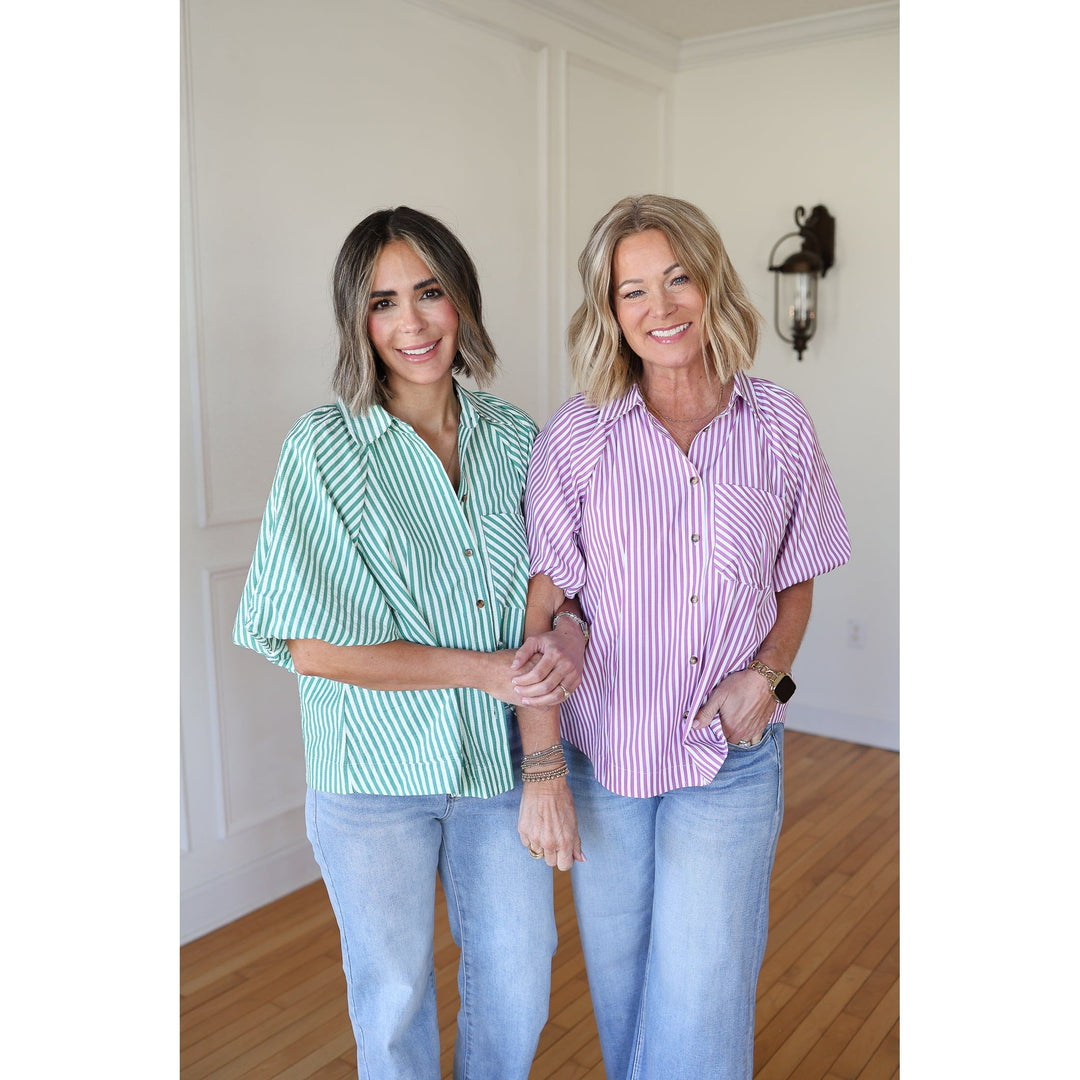 Madison Magenta Striped Trapeze Top