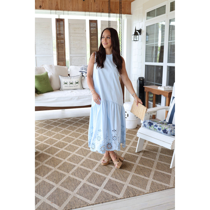 blue drop waist midi 