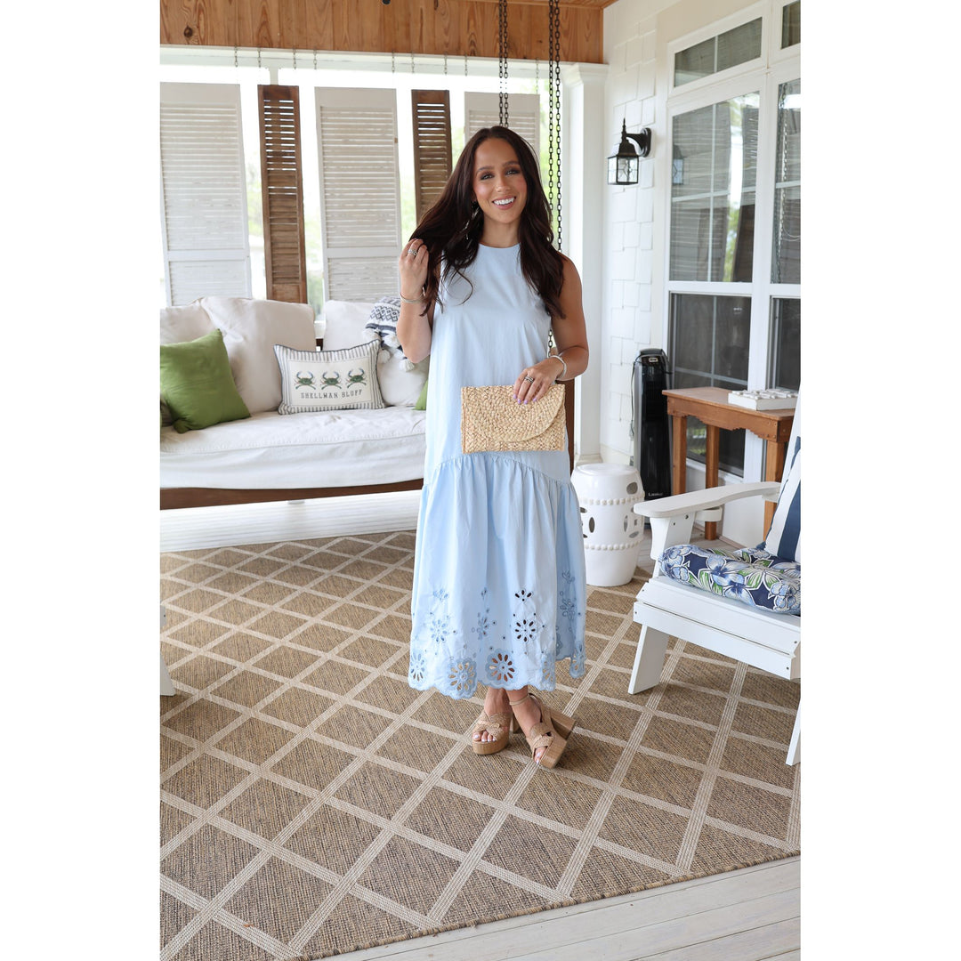 blue drop waist midi 