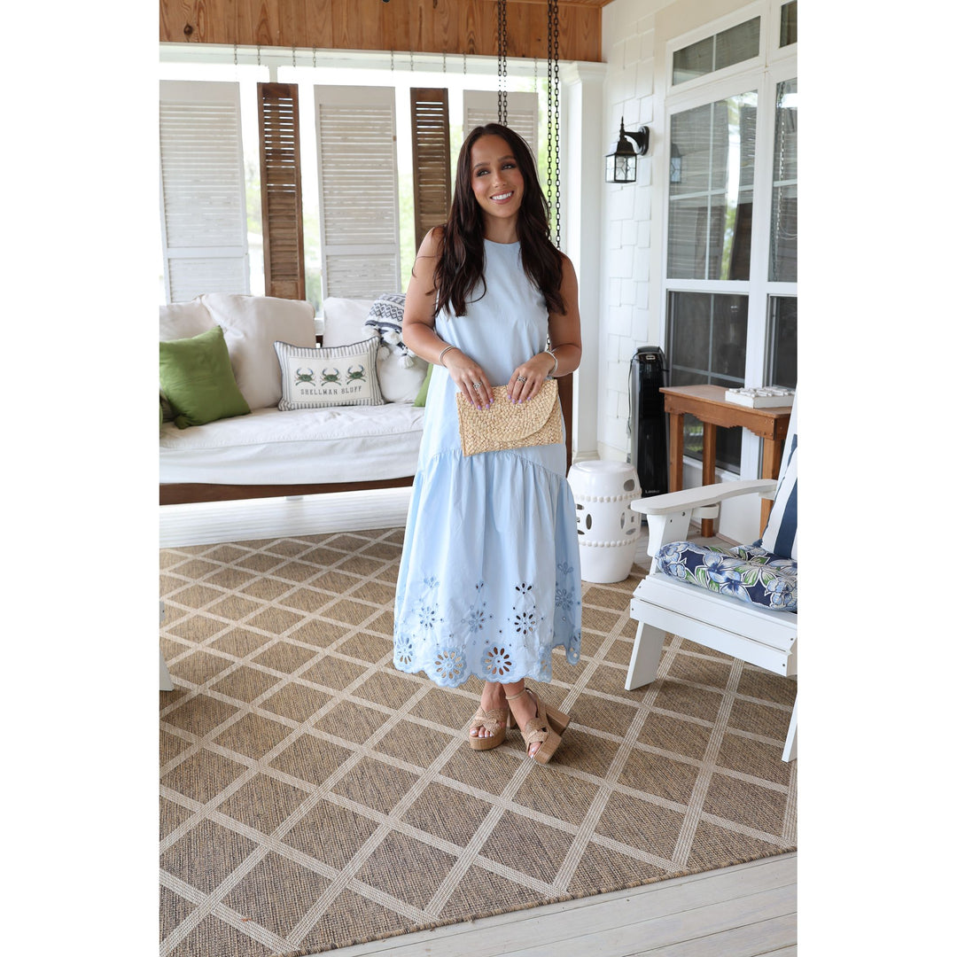 blue drop waist midi 
