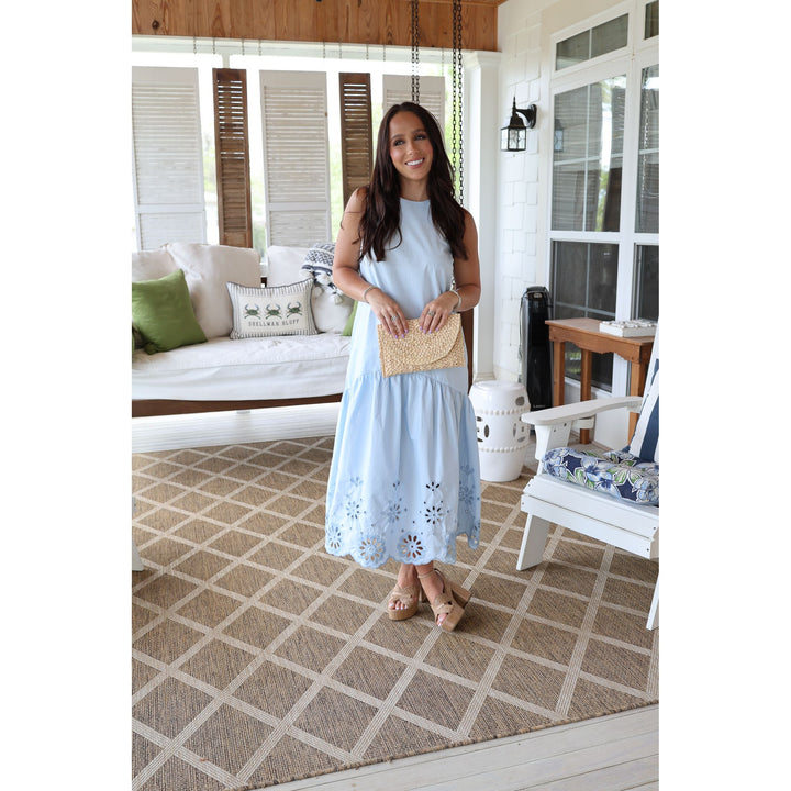 blue drop waist midi 