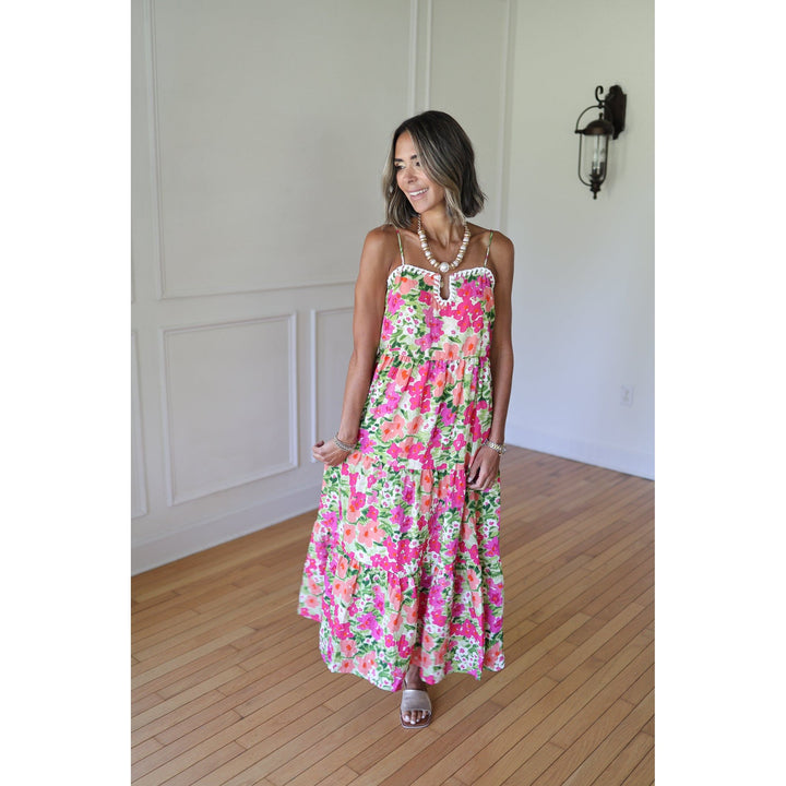 Woman wearing a floral dress 