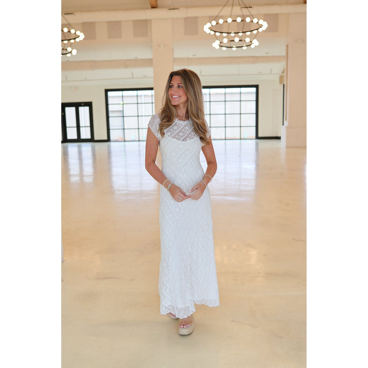 Mendy White Mixed Lace Dress