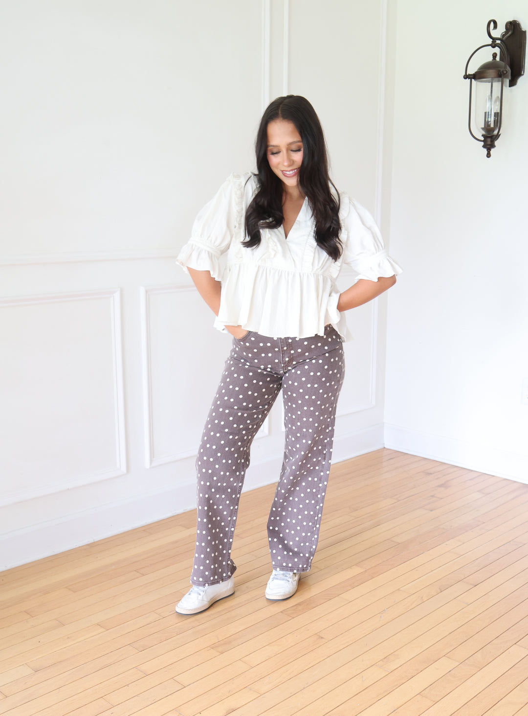 Mya Ecru Ruffle Blouse