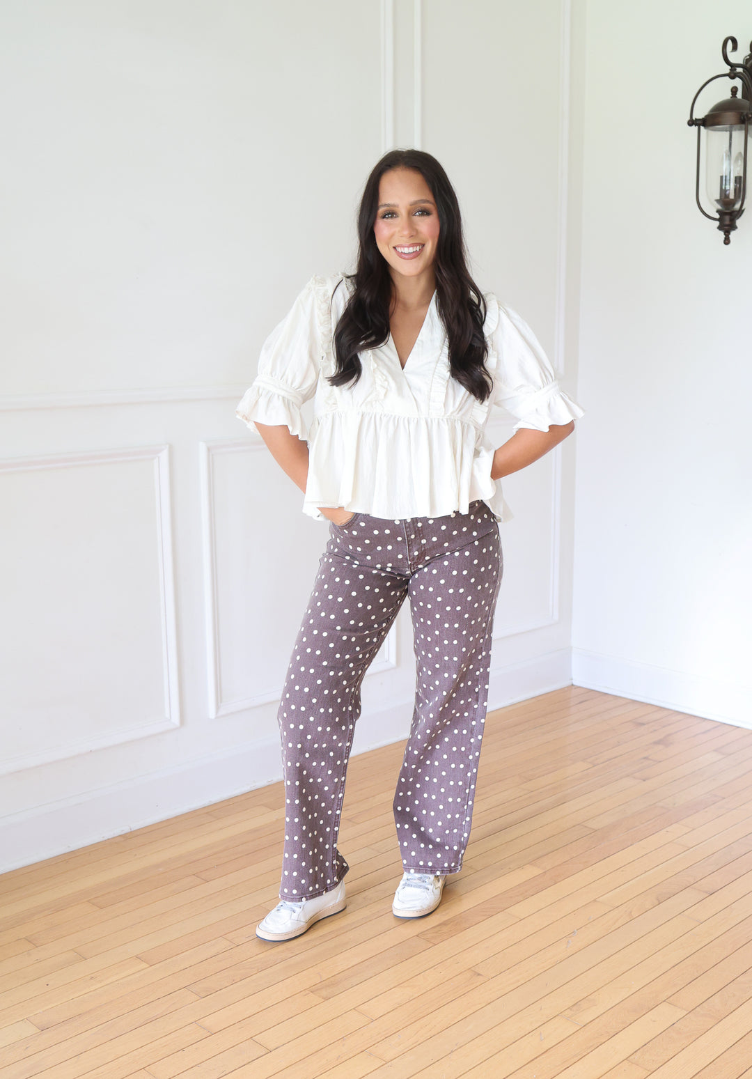 Mya Ecru Ruffle Blouse
