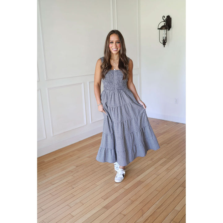Woman in a blue dress 