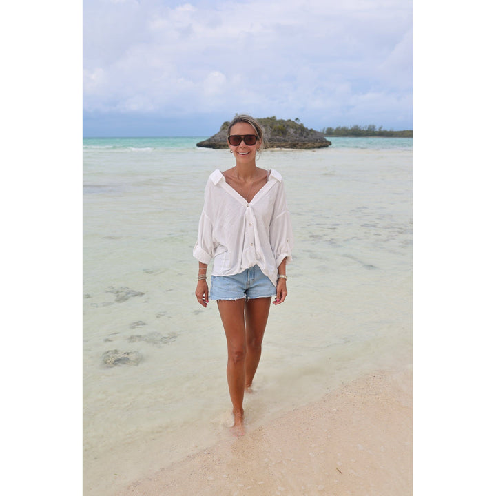 Palo Alto V Neck White Blouse