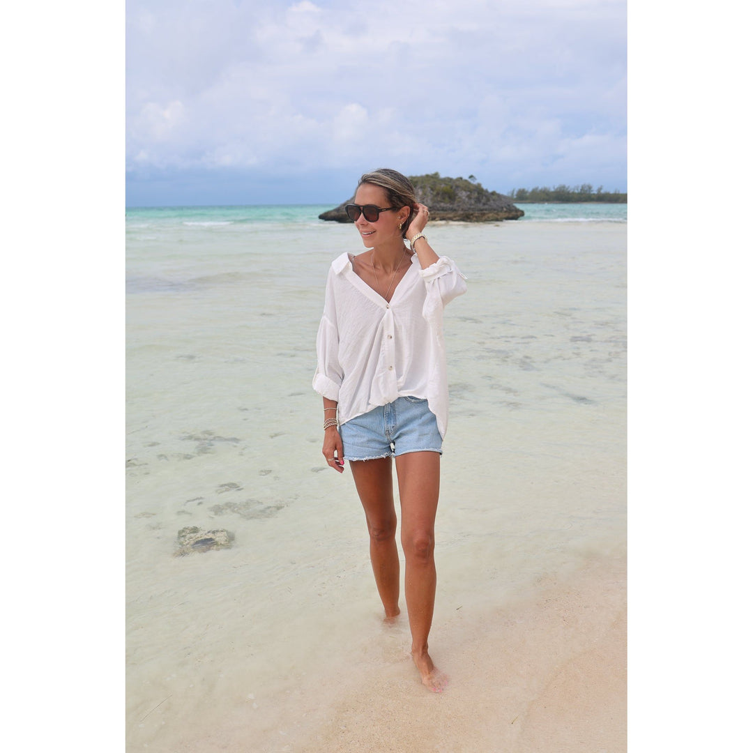Palo Alto V Neck White Blouse