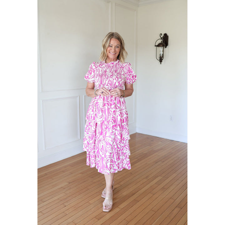 Peggy Pink Ruffled Midi