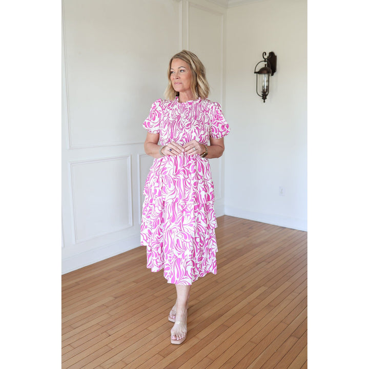 Peggy Pink Ruffled Midi