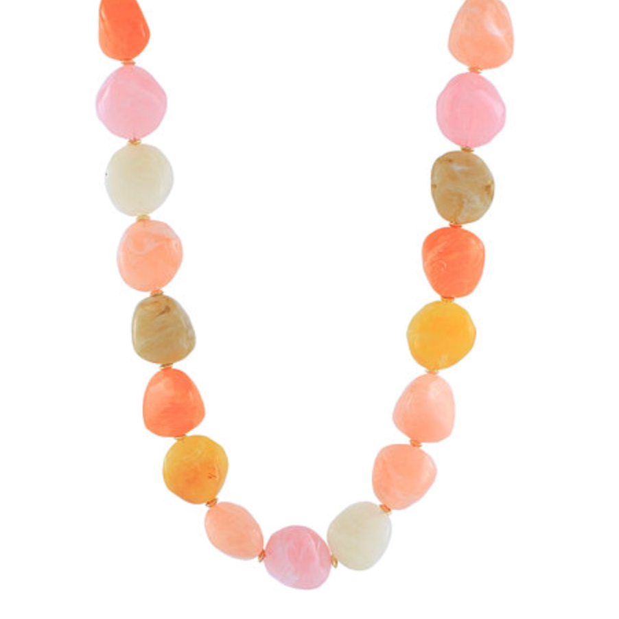 Pink Multi Stone Bead Necklace