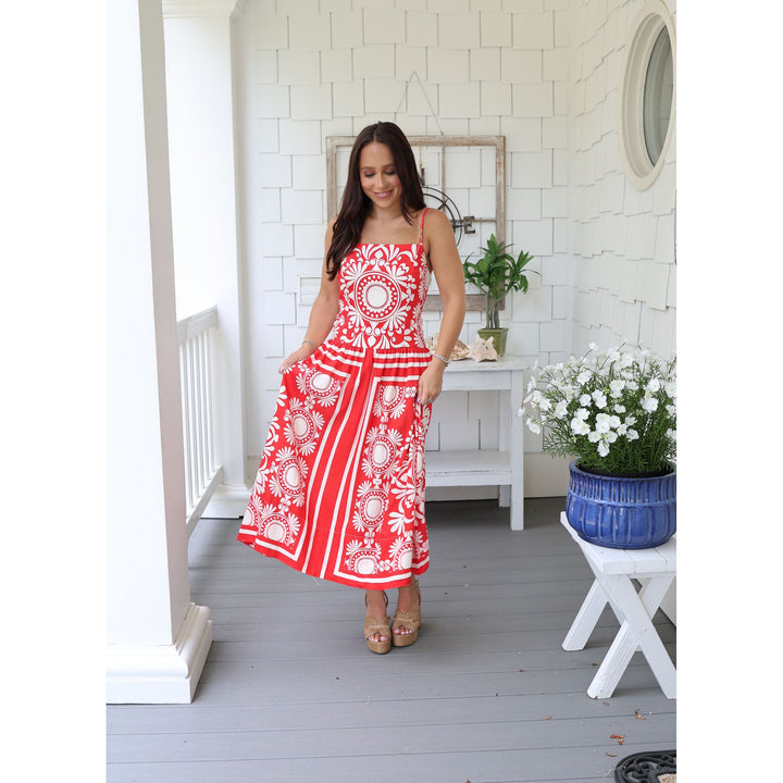 red midi dress 