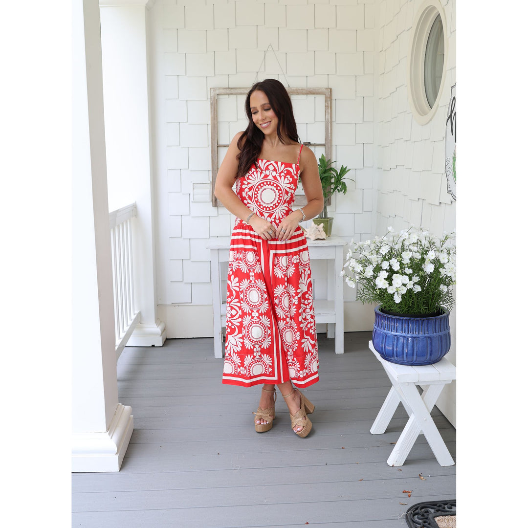 red midi dress 