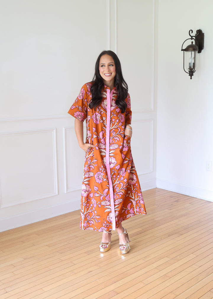 Raelyn Rust Floral Midi Dress