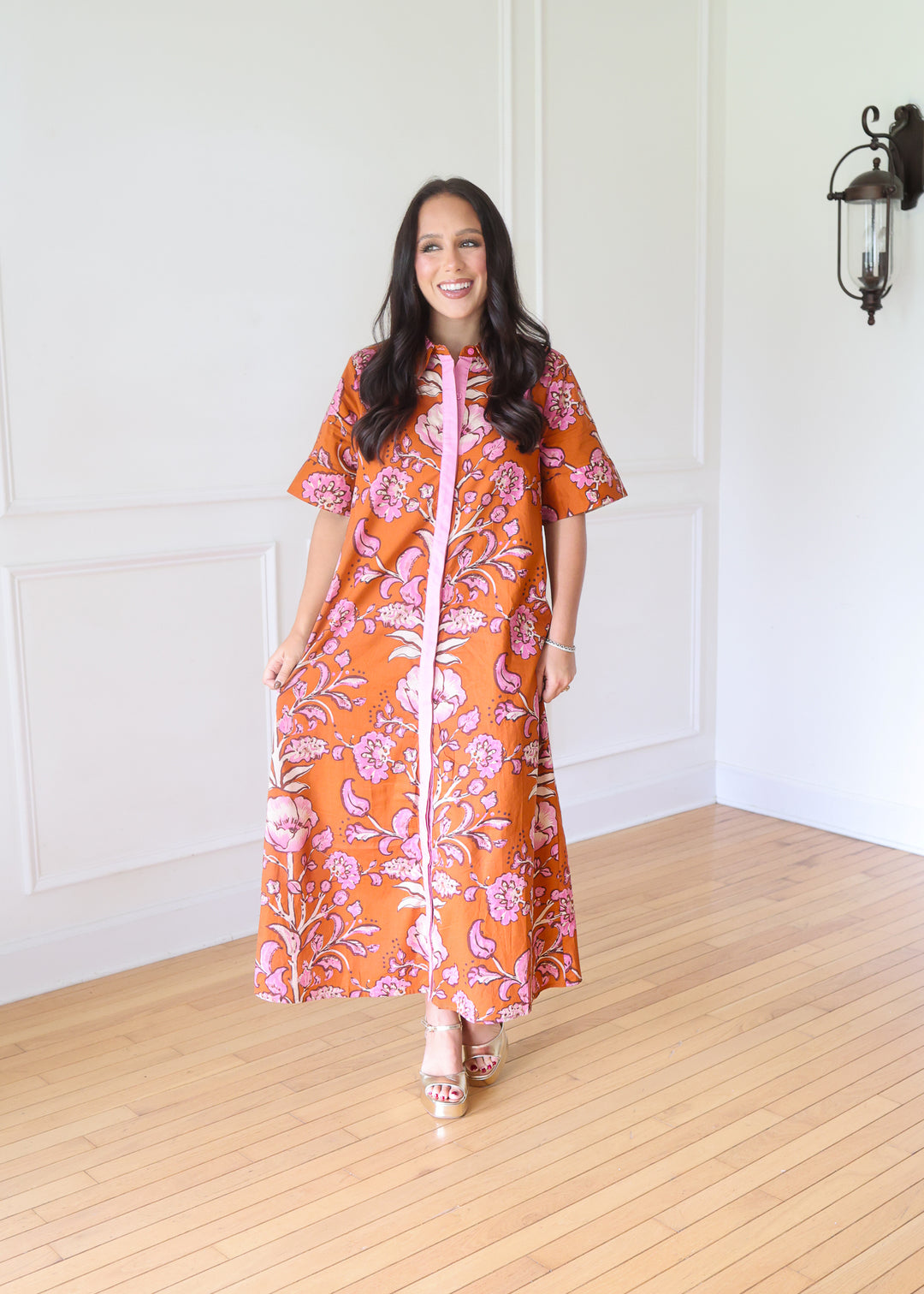 Raelyn Rust Floral Midi Dress