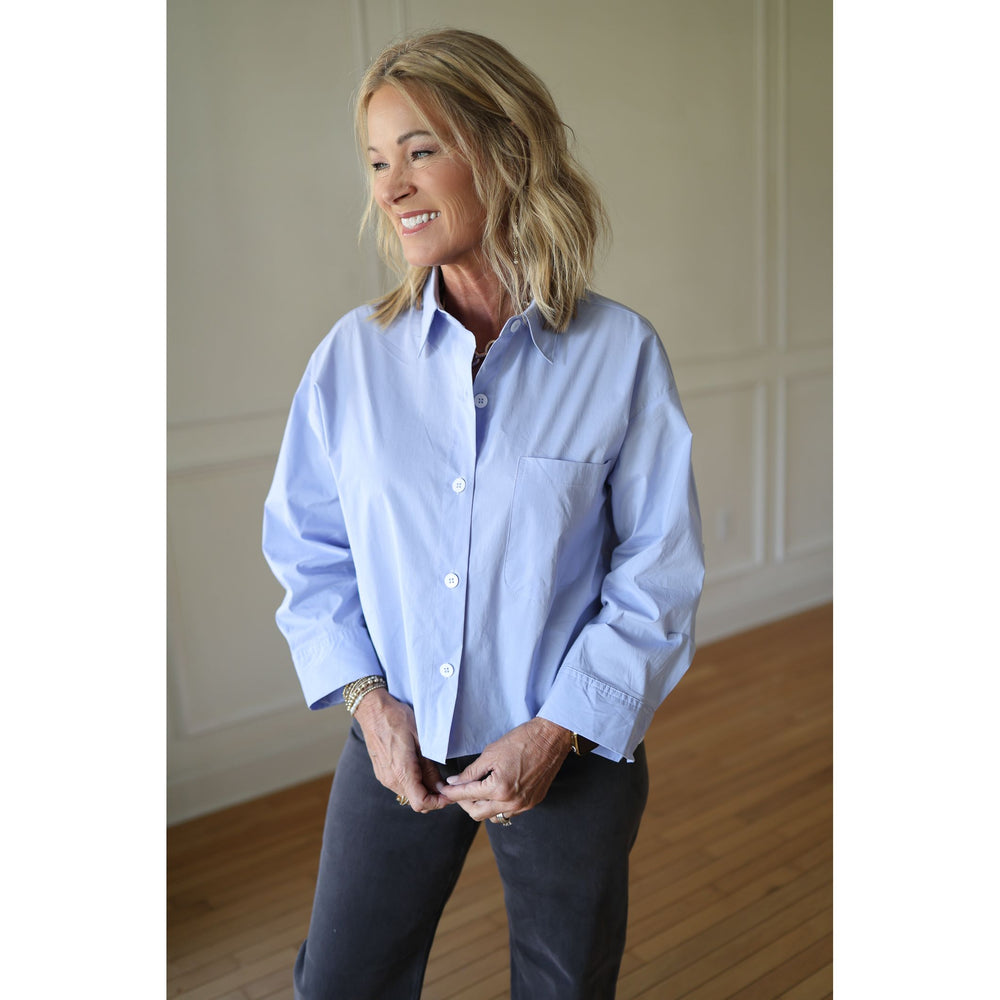 Women's Blue Button Up