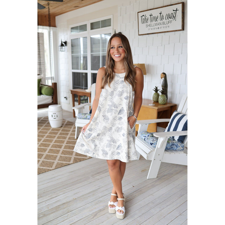 Reyna Tropical Halter Neck Mini Dress