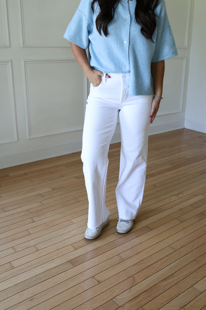 Risen Dallas White TC Raw Hem Pants