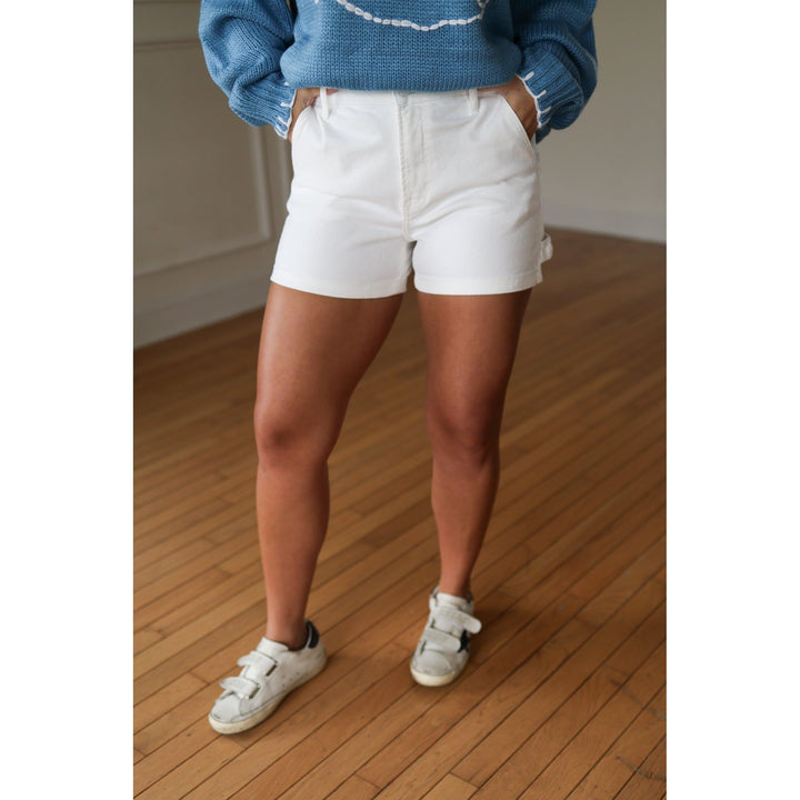 Risen Rachel High Rise White Shorts