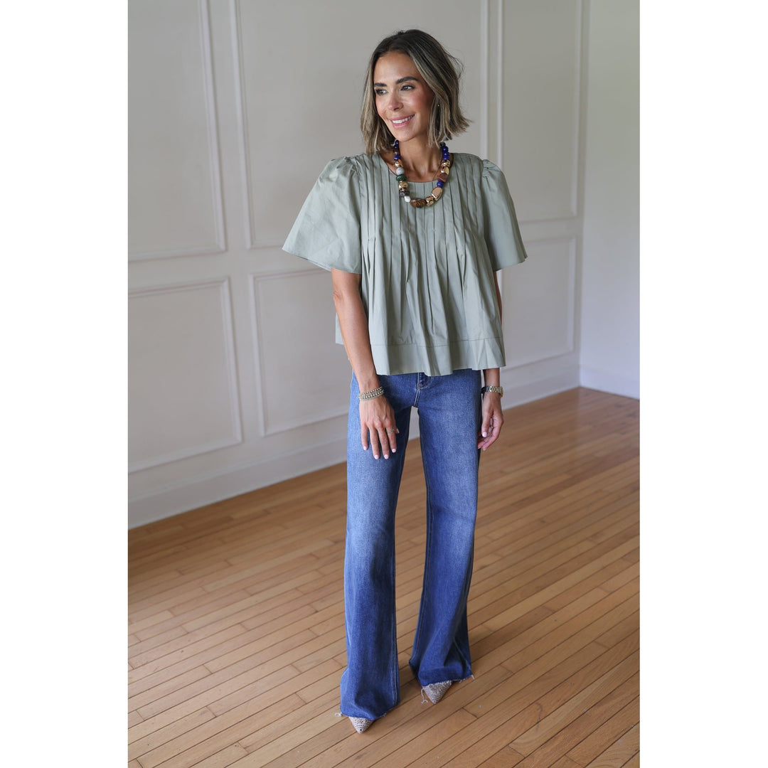 medium denim flare jeans