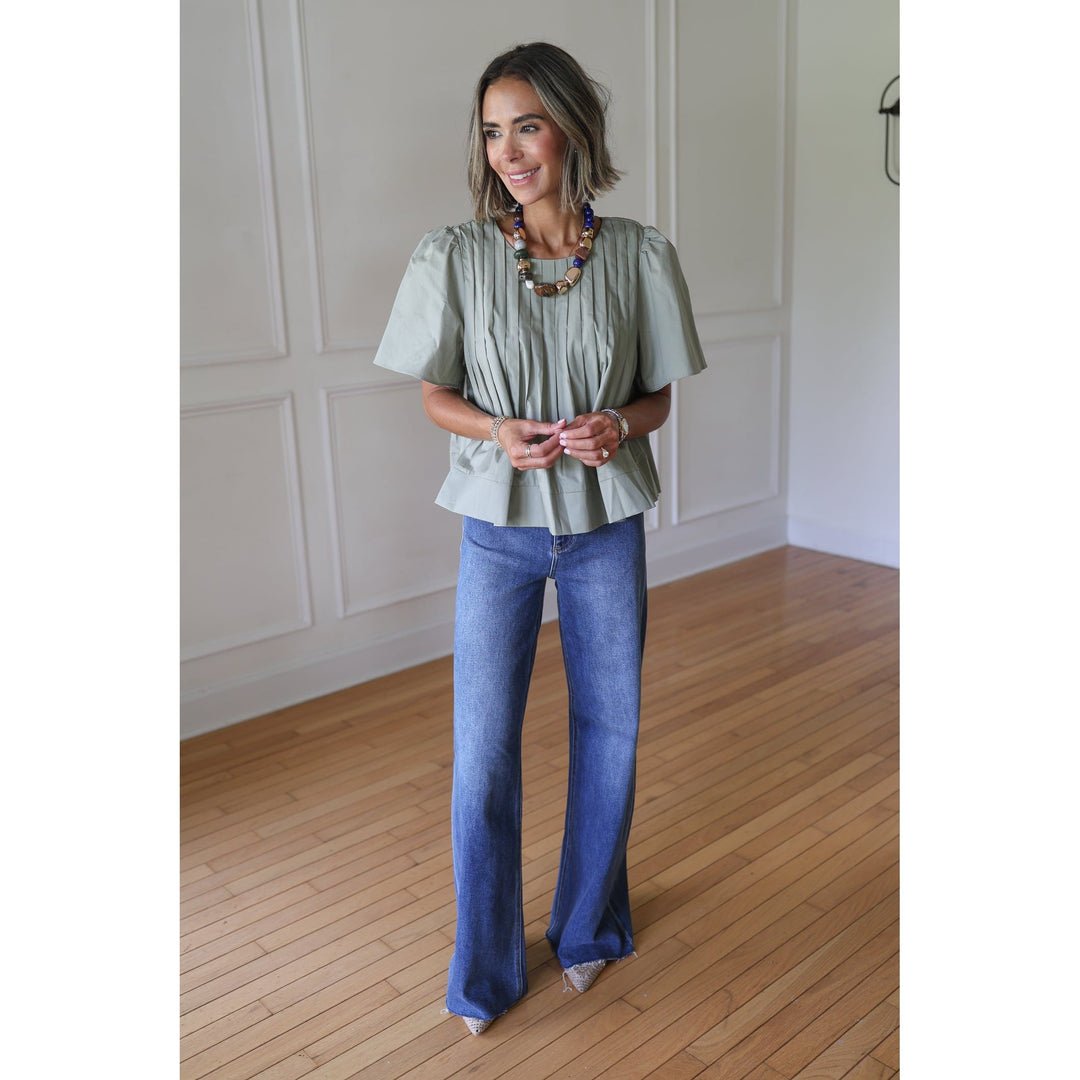 medium denim flare jeans