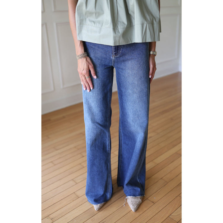 medium denim flare