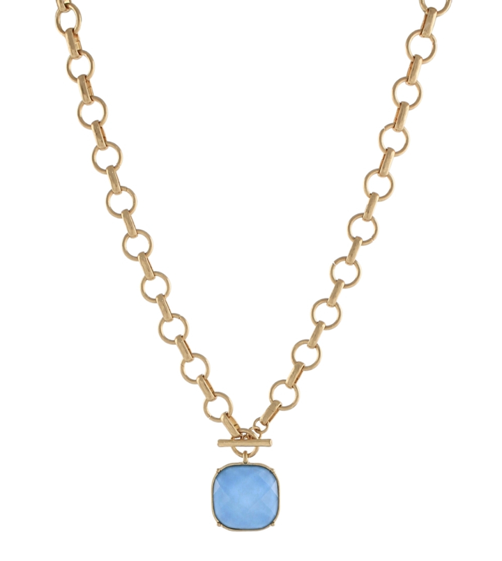 Round and Faceted Stone Necklace 