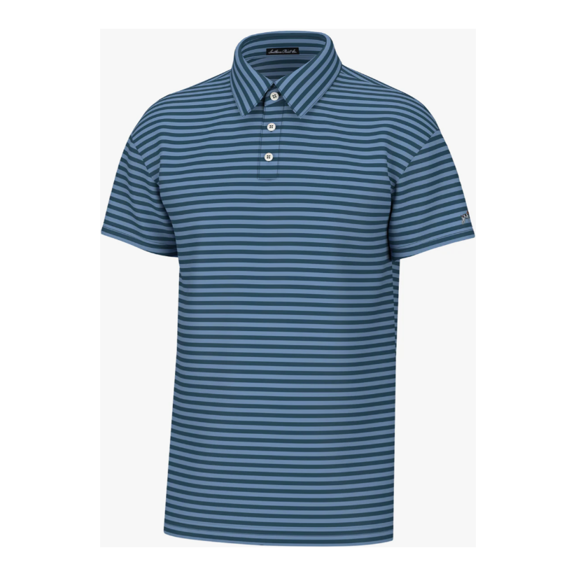 blue striped polo
