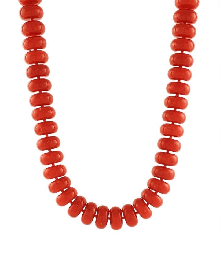 Marble Rondelle Bead Necklace  Red