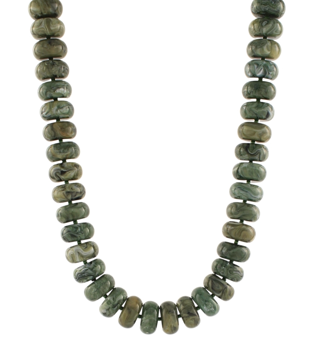 Marble Rondelle Bead Necklace  Olive