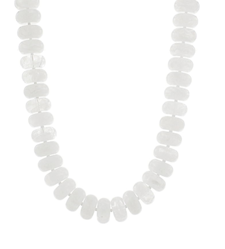 Marble Rondelle Bead Necklace White