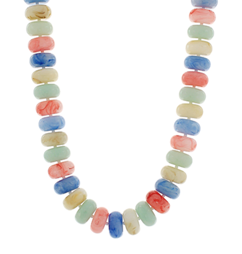 Marble Rondelle Bead Necklace Multi Pastel