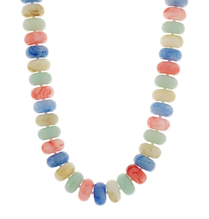 Marble Rondelle Bead Necklace Multi Pastel