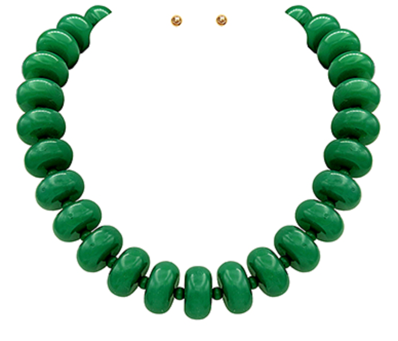 Marble Rondelle Beaded Necklace Green
