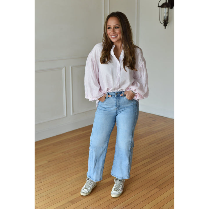 Shay Striped Down Blouse