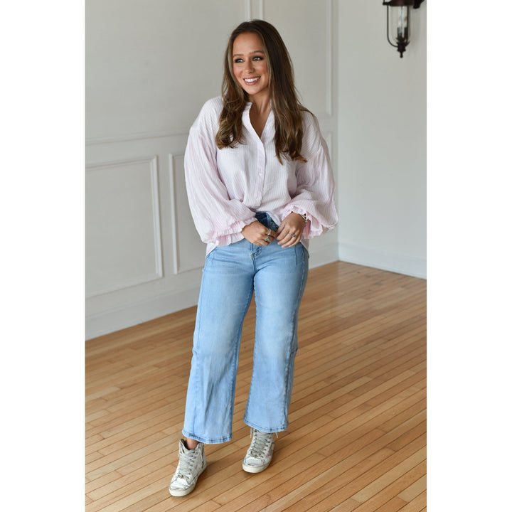 Shay Striped Down Blouse