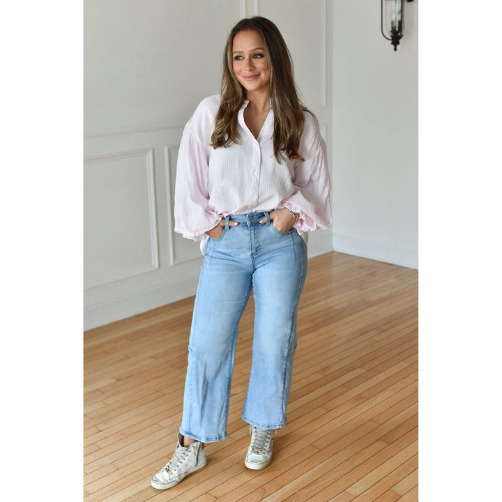 Shay Striped Down Blouse